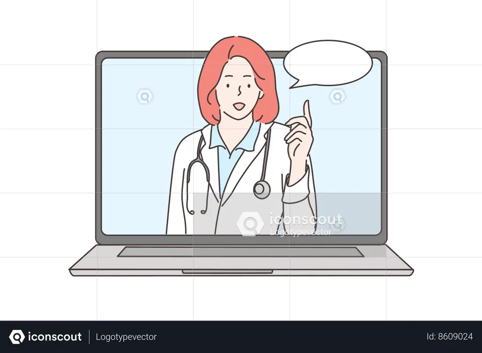 Le médecin donne des conseils en ligne  Illustration