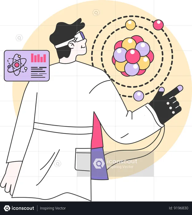 Un médecin s'aide de l'IA pour comprendre la structure atomique  Illustration