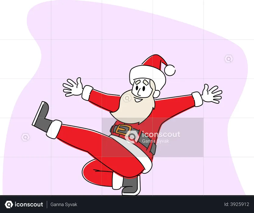 Cosaque du Père Noël dansant en position accroupie  Illustration