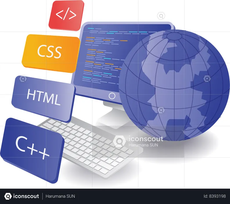 Le programmeur travaille avec différents langages informatiques  Illustration