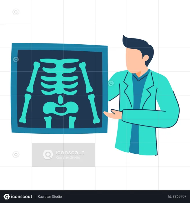 Le radiologue lit le résultat de la radiographie  Illustration