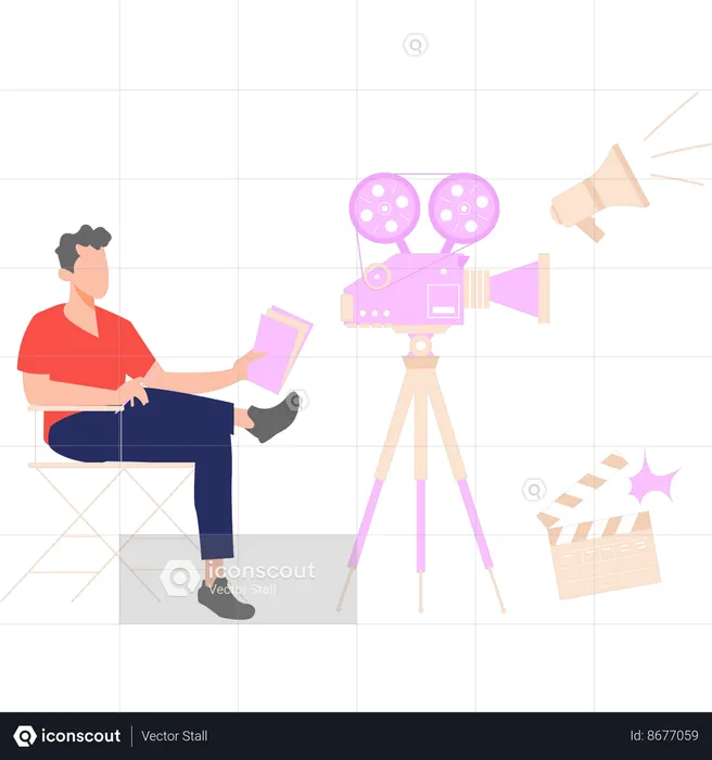 Le réalisateur tourne un film  Illustration