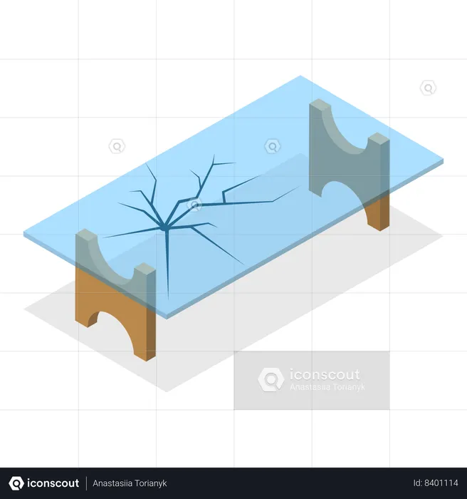 Le verre de la table est brisé par des enfants  Illustration