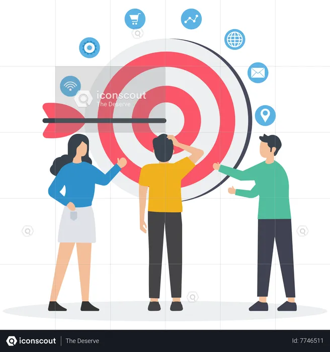 Leader and Colleague engaged in company goals  Illustration