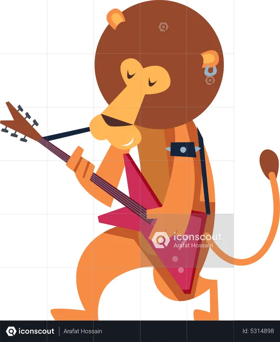 Leão tocando violão  Ilustração