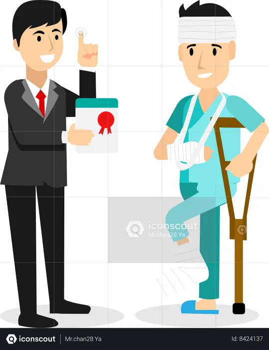 Lebensversicherungsmanager vermittelt Patient Krankenversicherung  Illustration