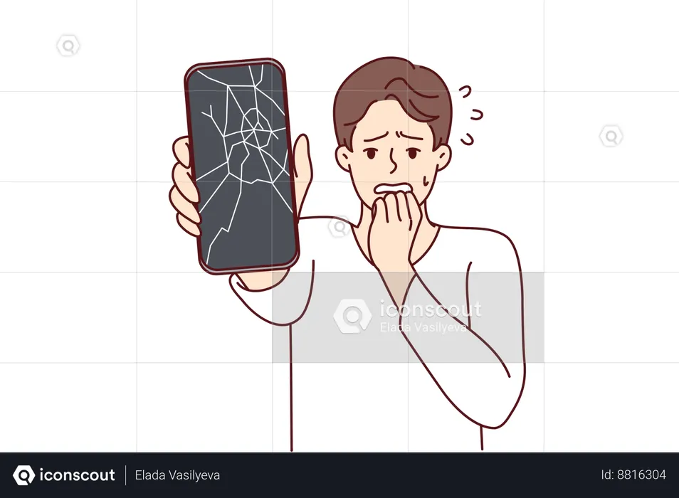 L'écran du téléphone portable est cassé  Illustration
