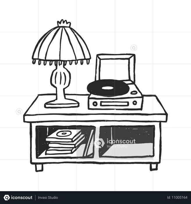 Lecteur de vinyle sous lampe  Illustration