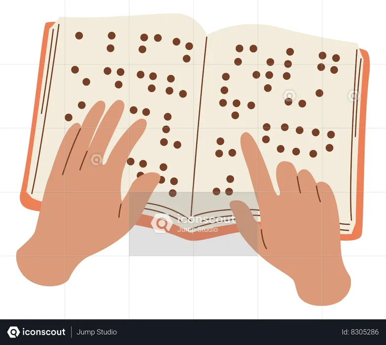 Lire un livre de codes braille  Illustration