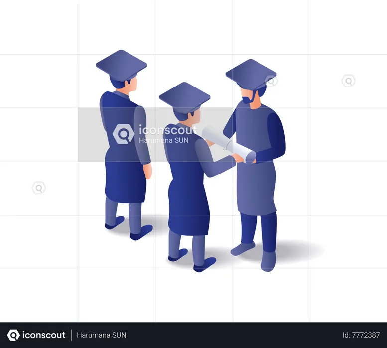 Lecturer giving charter to graduated students  Illustration