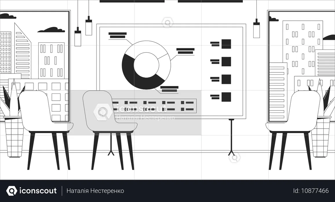 Leere Präsentationstafel für Diagramme im Hörsaal  Illustration