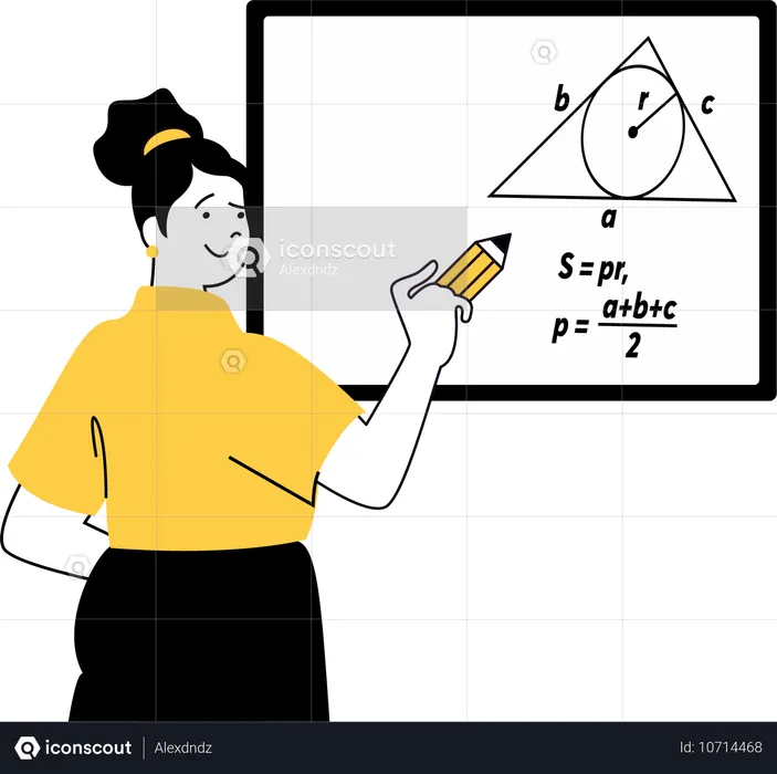 Lehrerin unterrichtet Geometrie  Illustration