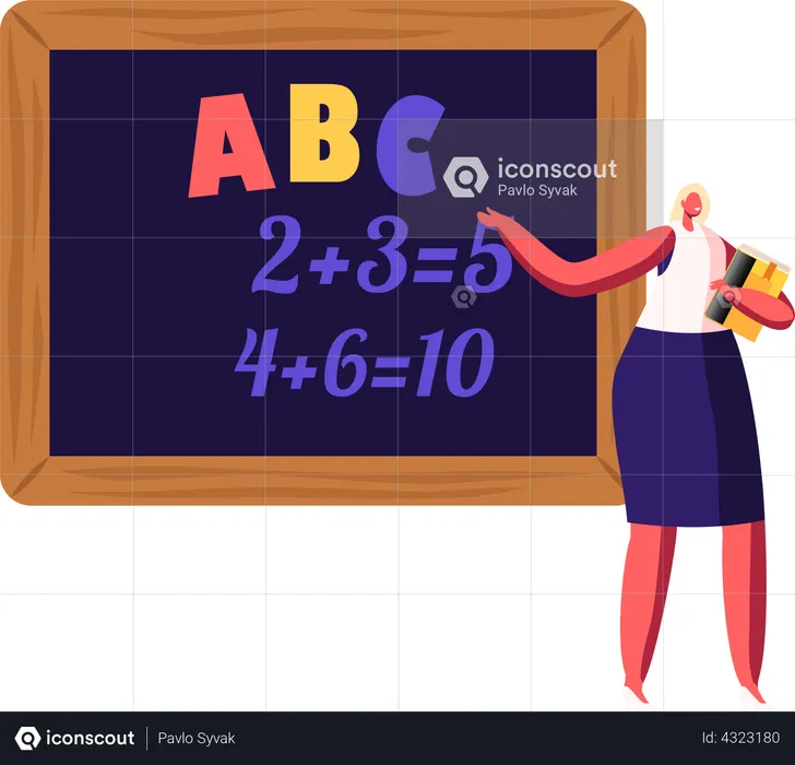 Lehrerin unterrichtet im Klassenzimmer  Illustration