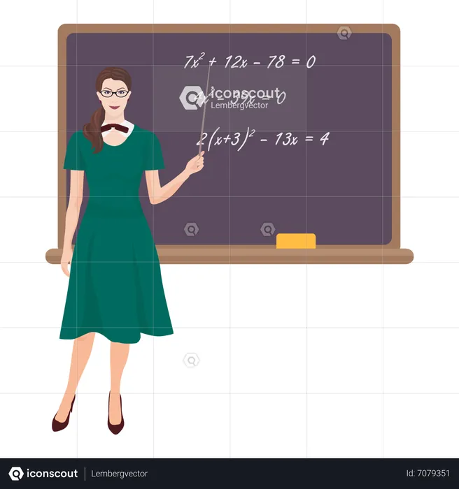 Weibliche Lehrerin unterrichtet im Unterricht  Illustration