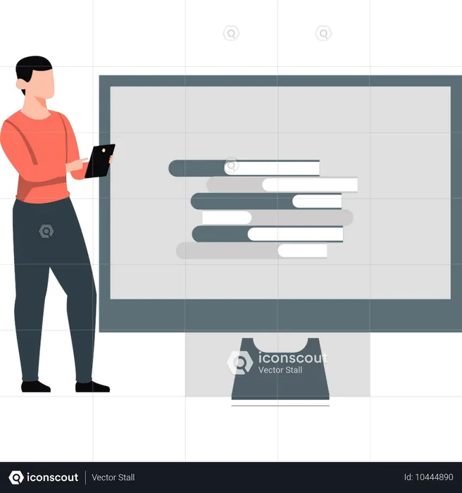 Estudante lendo livros online  Ilustração