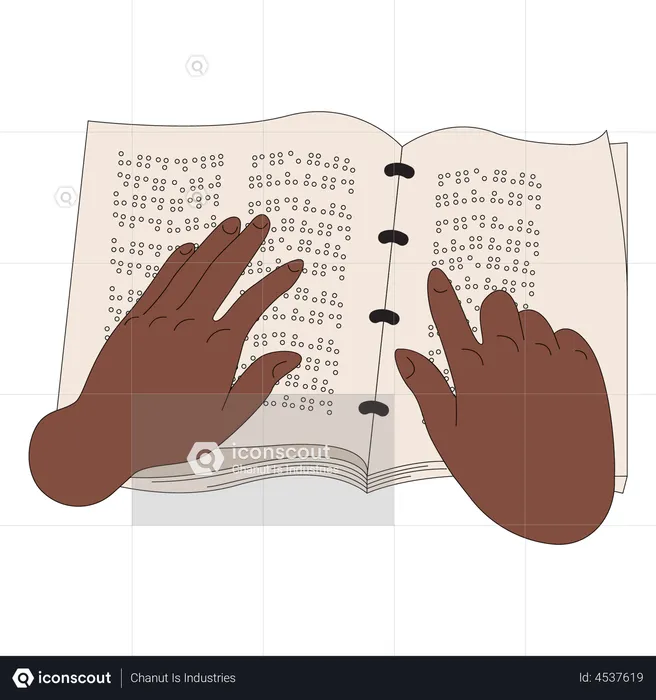 Lendo livro de código braille  Ilustração