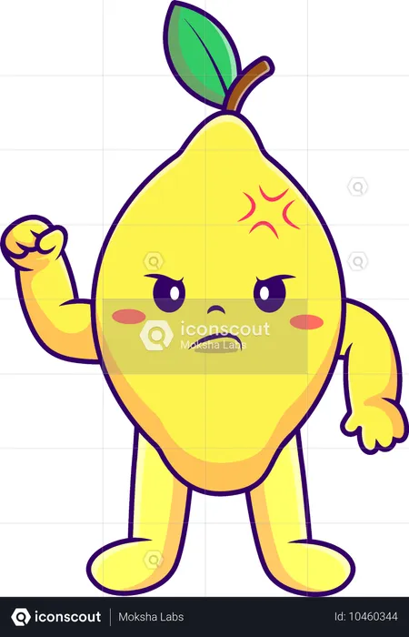 Lemon Fruit Angry  Illustration