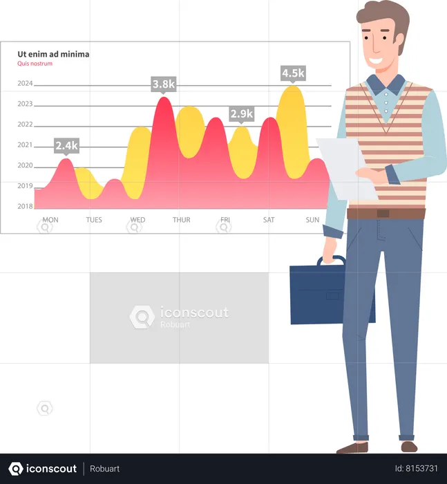 L'employé donne une présentation sur l'analyse commerciale  Illustration