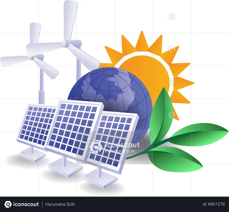 L'énergie éolienne et l'énergie solaire sont des ressources renouvelables  Illustration