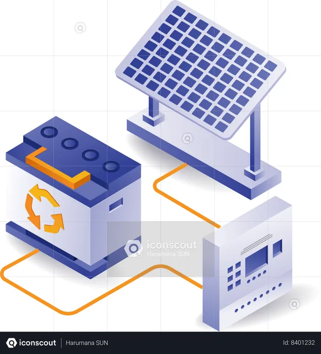 L'énergie solaire est stockée dans des centrales électriques  Illustration