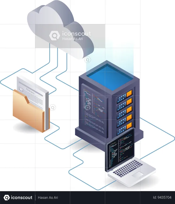 Lenguaje de programación de datos del servidor en la nube  Ilustración