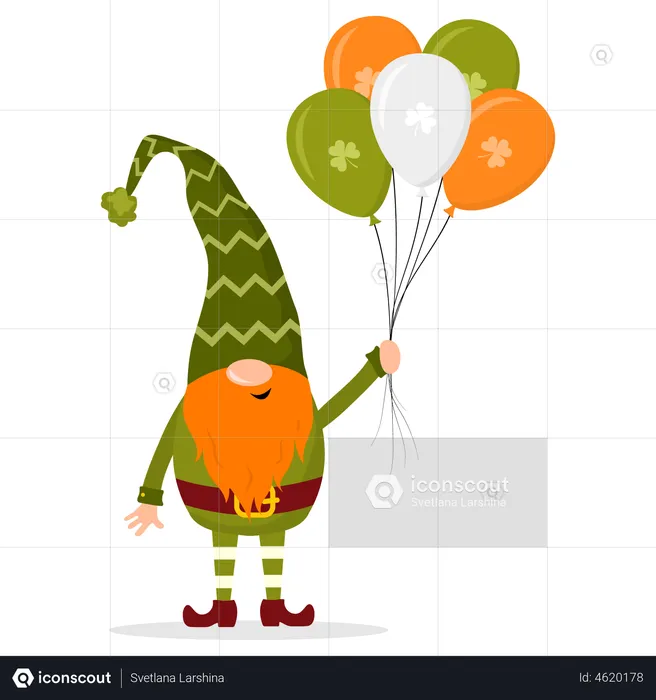 Leprechauns holding balloon  Illustration