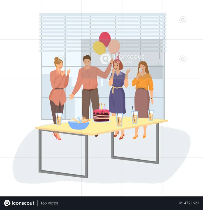 L'équipe célèbre l'anniversaire de l'entreprise  Illustration