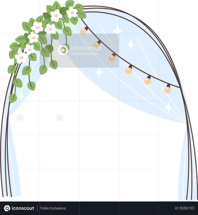 Les autels de mariage pour la cérémonie de mariage, décorés de fleurs et de guirlandes  Illustration