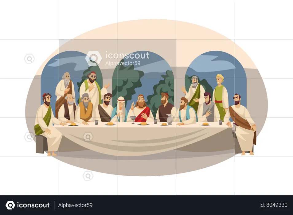 Les chrétiens mangent  Illustration
