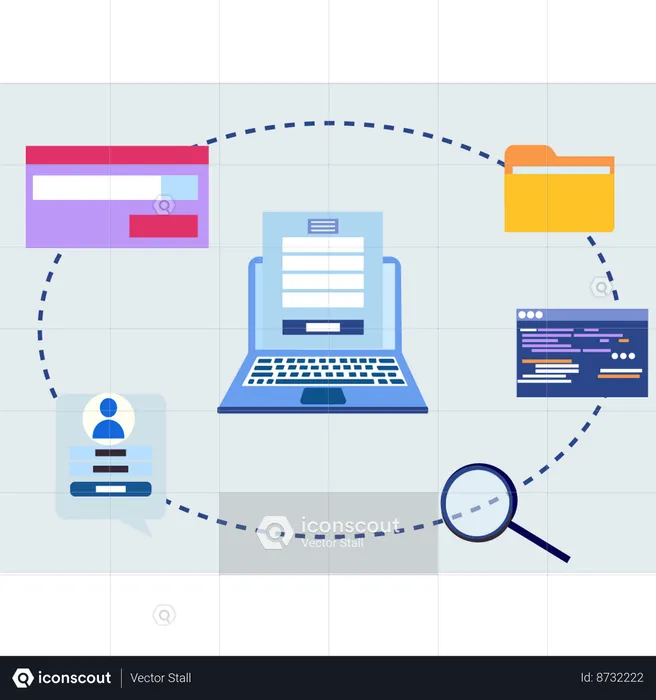 Les détails du compte sont affichés sur un ordinateur portable  Illustration