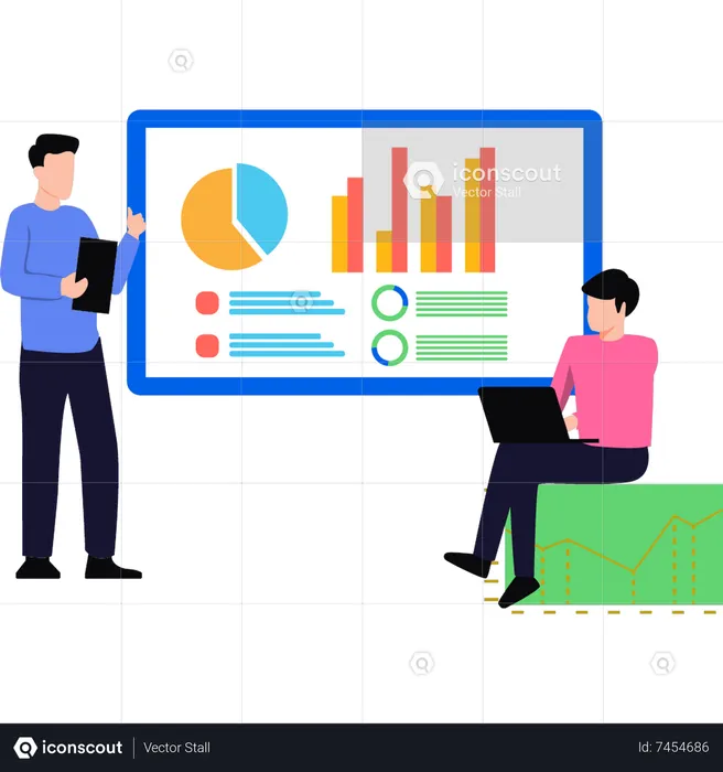 Les garçons travaillent sur un graphique  Illustration