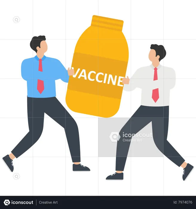 Les hommes d’affaires se battent pour un vaccin  Illustration