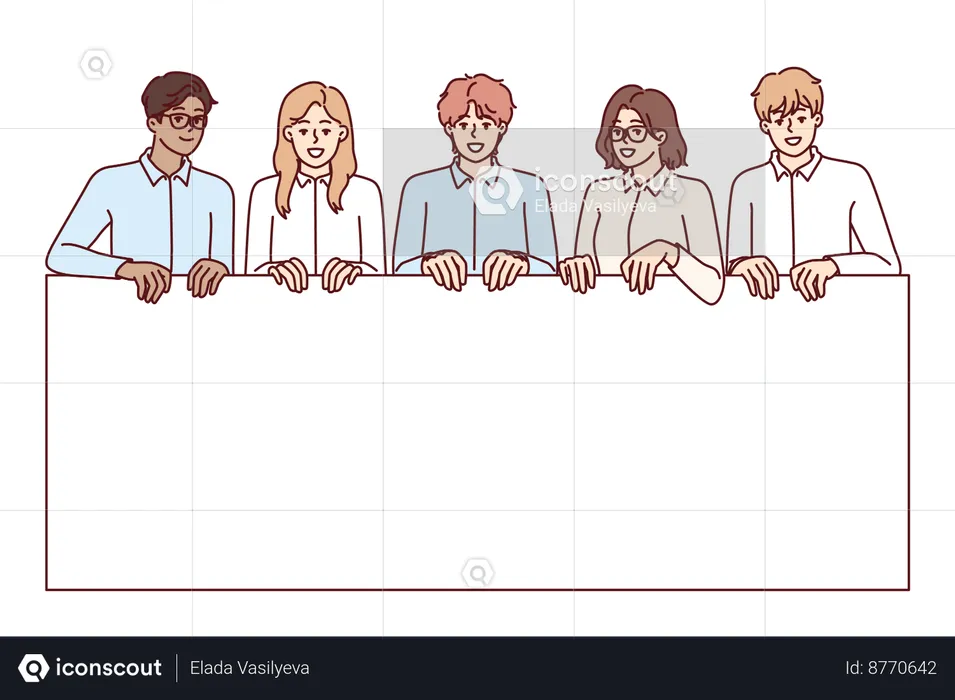 Les gens d'affaires tiennent ensemble une bannière vierge  Illustration