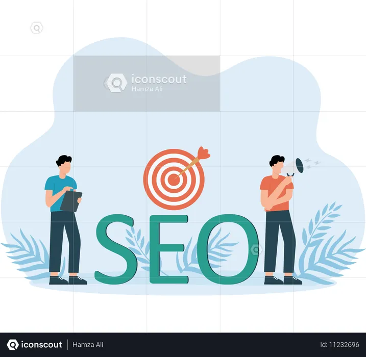 Les gens parlent de la cible SEO  Illustration