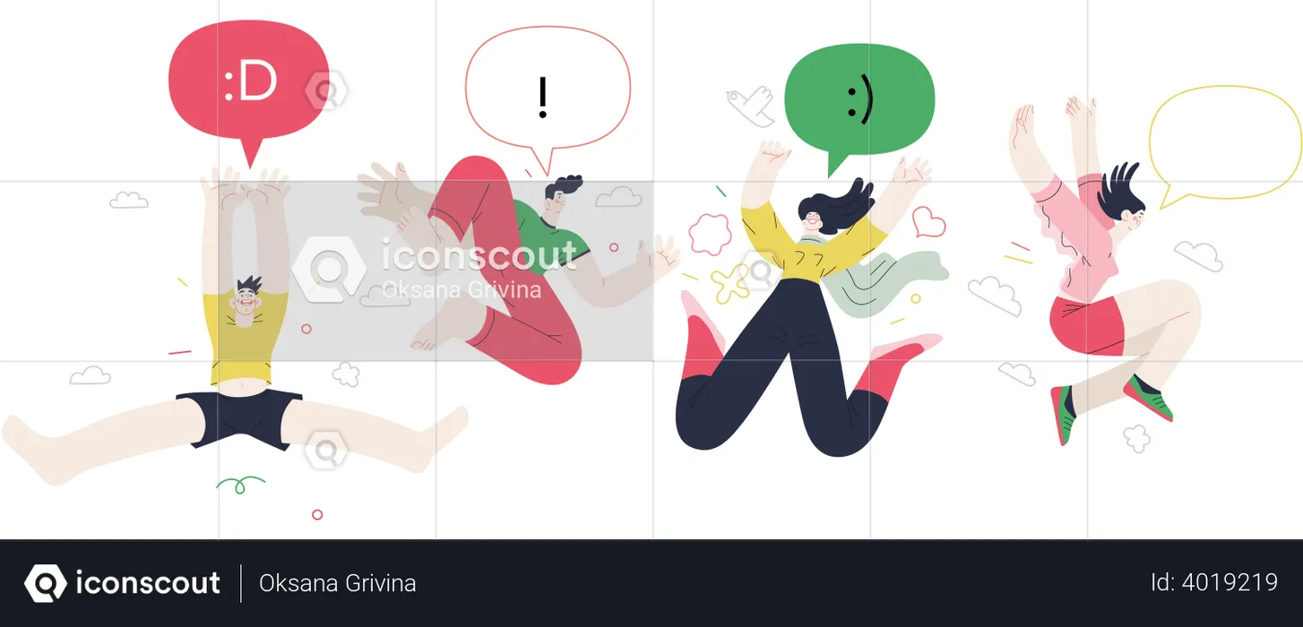 Les gens sautent en l'air  Illustration