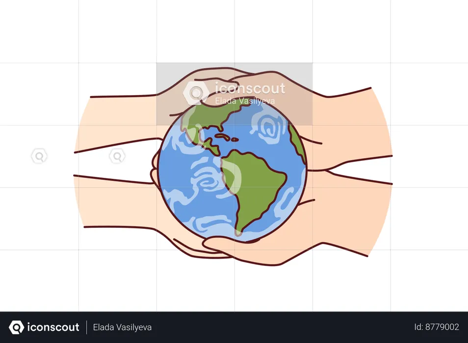 Les gens sauvent la planète Terre  Illustration