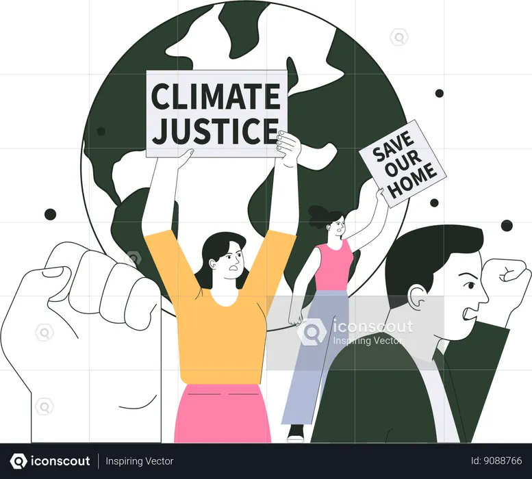 Les gens sont en colère et réclament la justice climatique  Illustration