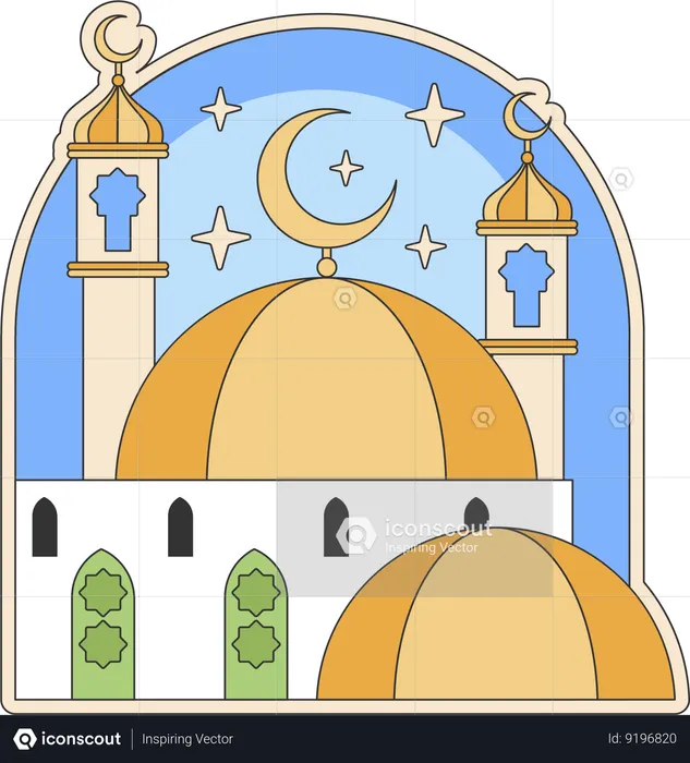 Les musulmans visitent la mosquée pour prier  Illustration