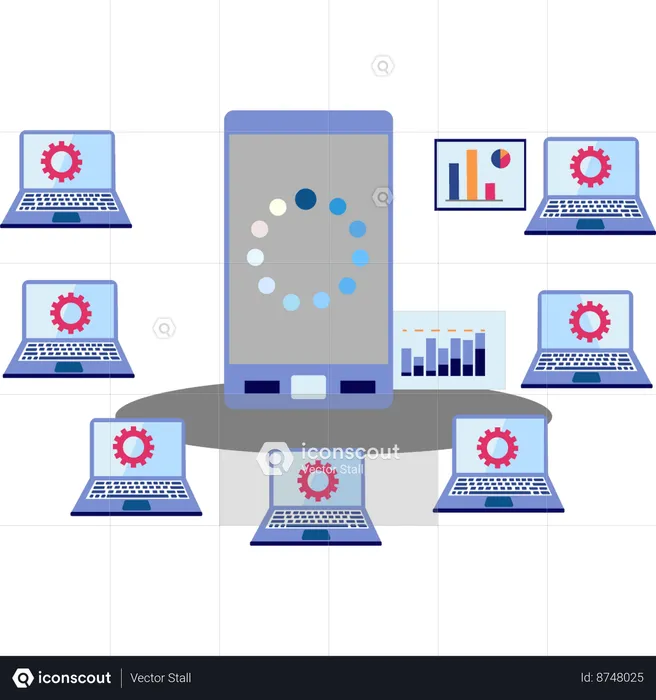 Les systèmes sont mis à jour sur différents ordinateurs portables  Illustration