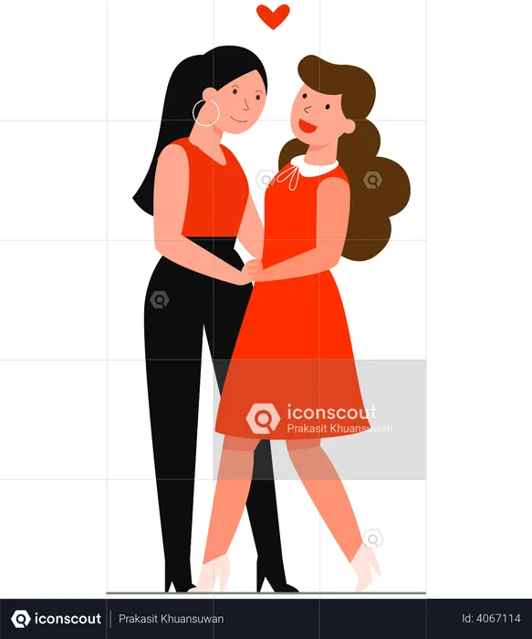 Lesbian Couple doing romantic dance  Illustration