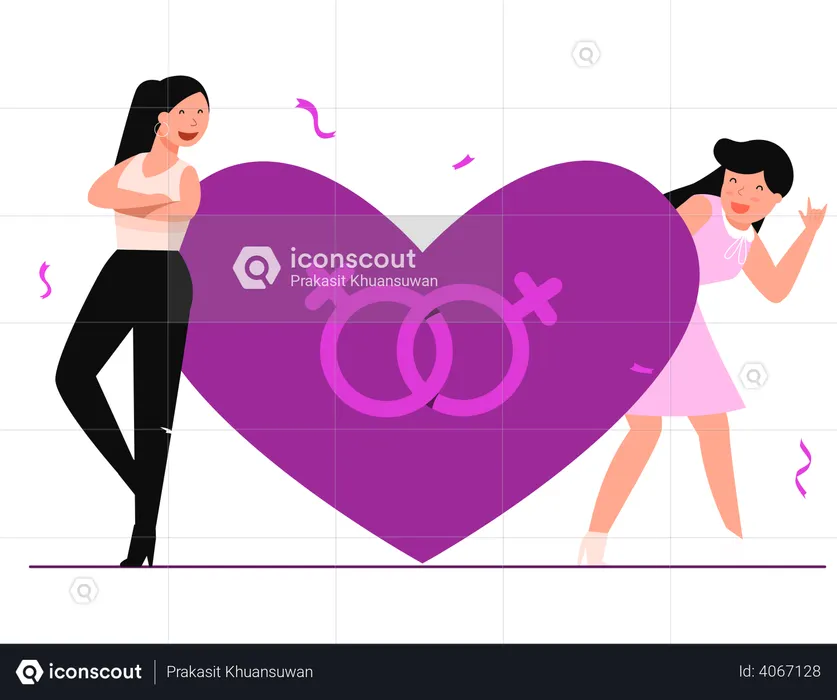 Lesbian couple feeling love  Illustration
