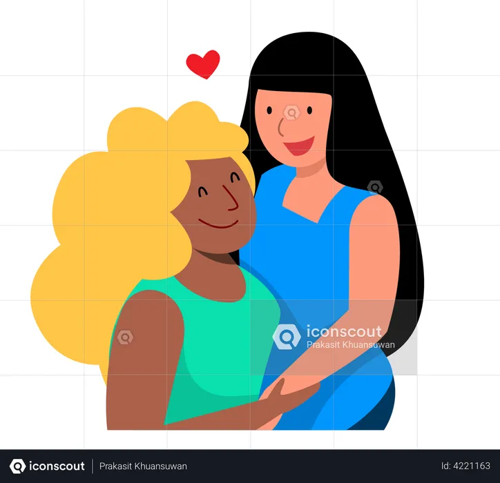 Lesbian couple love each other  Illustration