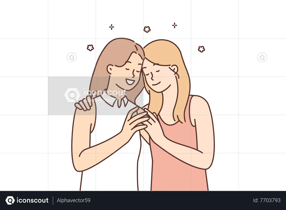 Lesbian falling in love  Illustration