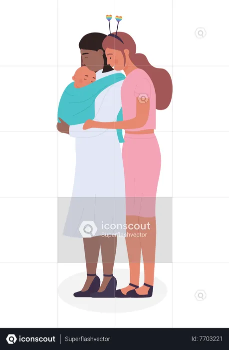 Lesbian Family  Illustration