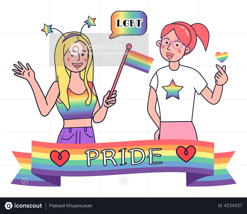 Lesbian Girl are proud with their  Illustration