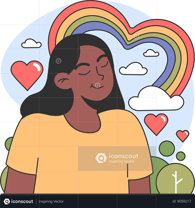 Lesbian girl falling in love  Illustration