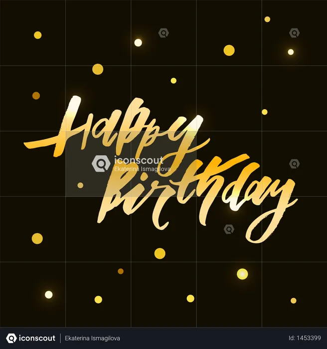 Lettering with phrase Happy Birthday. Vector illustration. Gold  Illustration