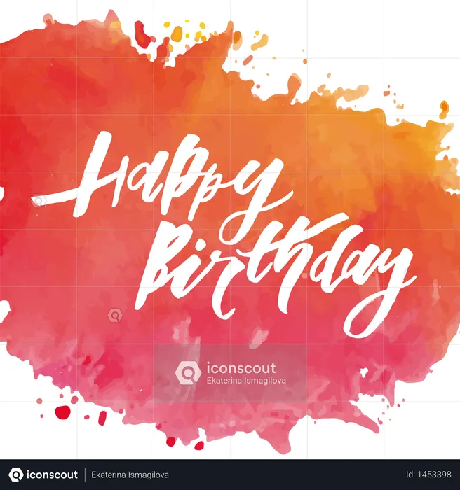 Lettering with phrase Happy Birthday. Vector illustration. watercolor  Illustration