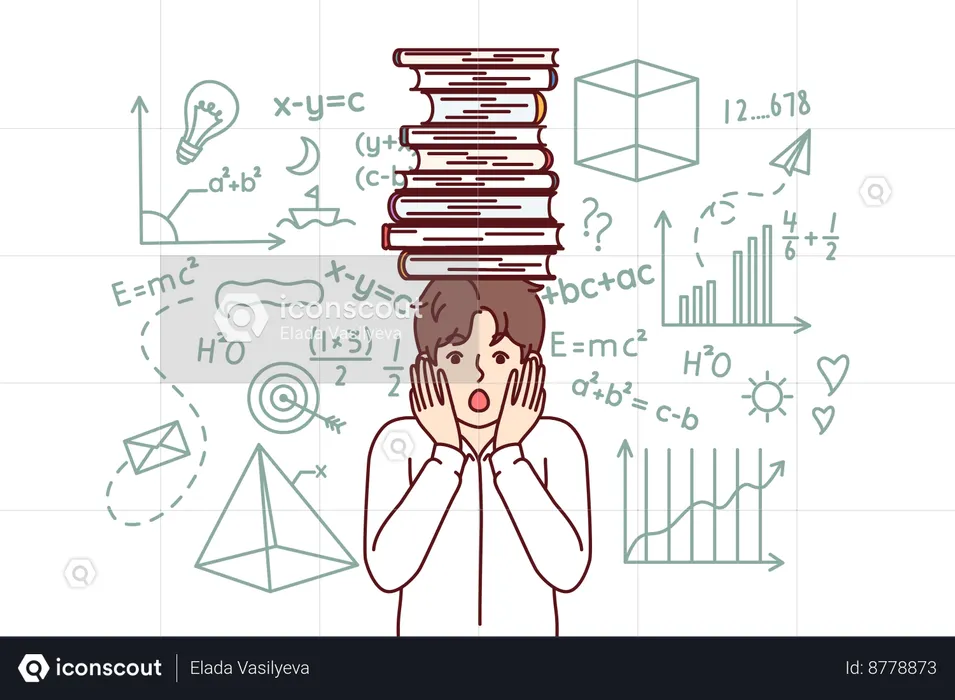 L'étudiant se prépare à l'examen de mathématiques  Illustration