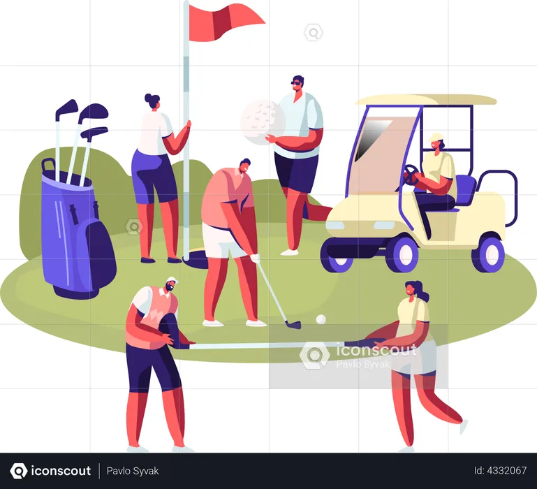 Leute auf dem Golfplatz  Illustration